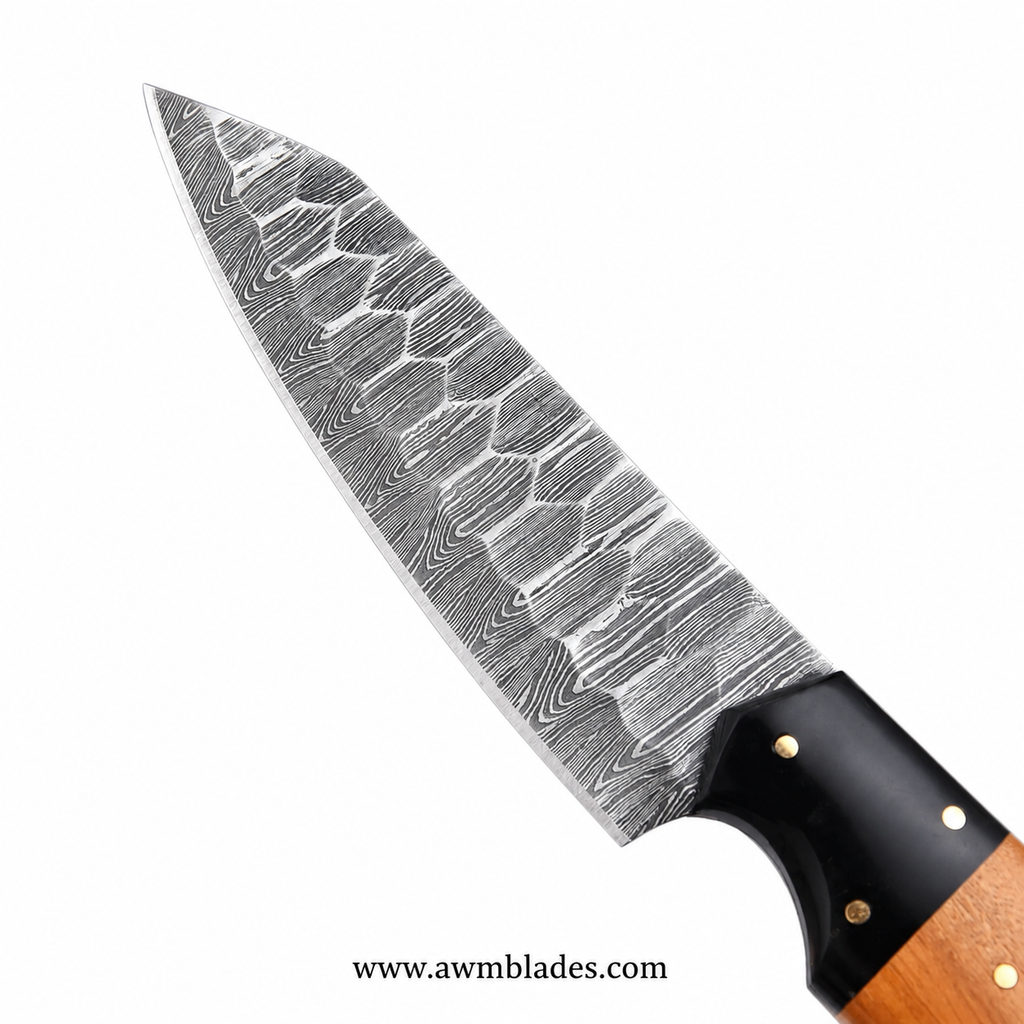 5 Piece Handmade Damascus Kitchen Knife Set with Leather Roll | Forged Damascus Steel Chef Knives | Epoxy Resin & Micarta Handles | Professional Kitchen Cutlery Collection