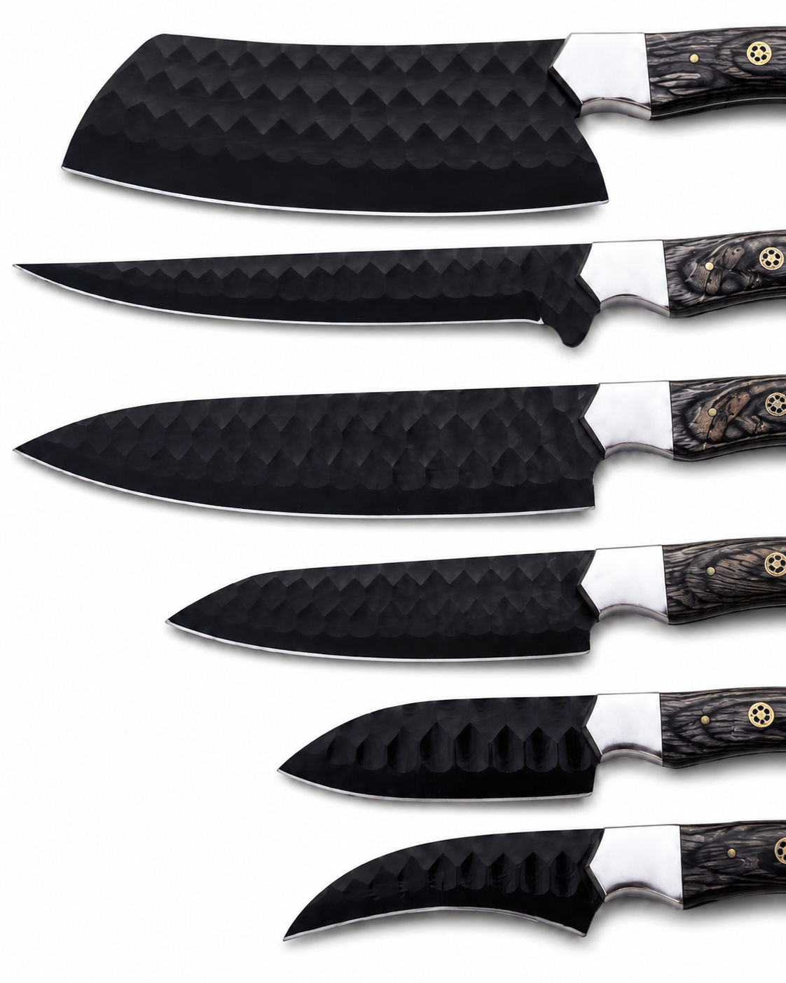 Handmade 7 Piece Kitchen Knife Set with Leather Roll | 1095 High Carbon Steel Chef Knives | Blue Pakka Wood Handles | Professional Cooking Knife Collection (Copy)