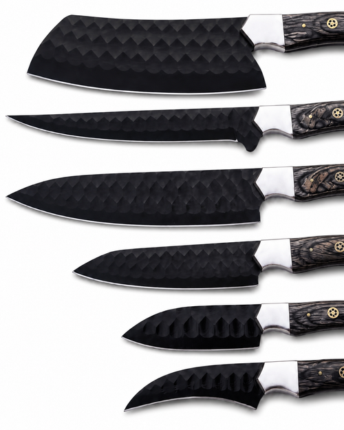 Handmade 7 Piece Kitchen Knife Set with Leather Roll | 1095 High Carbon Steel Chef Knives | Blue Pakka Wood Handles | Professional Cooking Knife Collection (Copy)